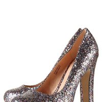 Zapatos block heels de Topshop en glitter plateado