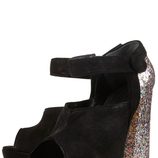 Zapatos block heels de Topshop en ante negro y tacón glitter plateado