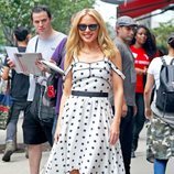 Kylie Minogue con un vestido estrellado en Nueva York