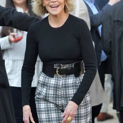 Jane Fonda con un look a cuadros