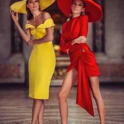 Vestidos cortos amarillo y rojo de la colección primavera/verano 2019 de 'Atelier Versace'.