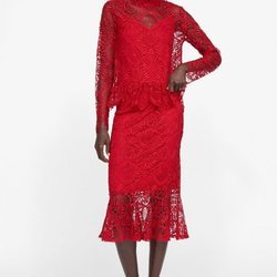 Vestido rojo encaje Zara primavera-verano 2019