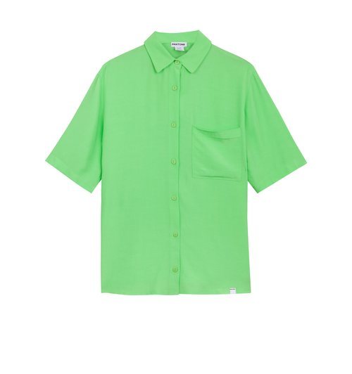 Camisa manga corta verde colección Pantone by Bershka