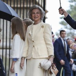 La Reina Letizia y sus hijas la Princesa Leonor e Infanta Sofía en la Misa de Pascua 2019