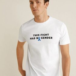 Camiseta blanca con texto positivo de Mango Man para apoyar la lucha contra el cáncer de próstata