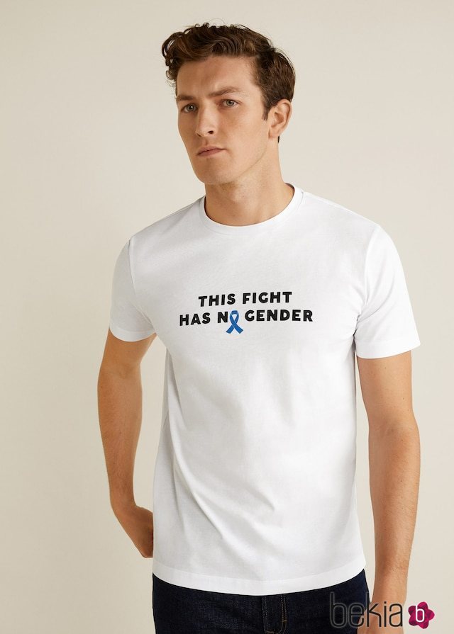 Camiseta blanca con texto positivo de Mango Man para apoyar la lucha contra el cáncer de próstata
