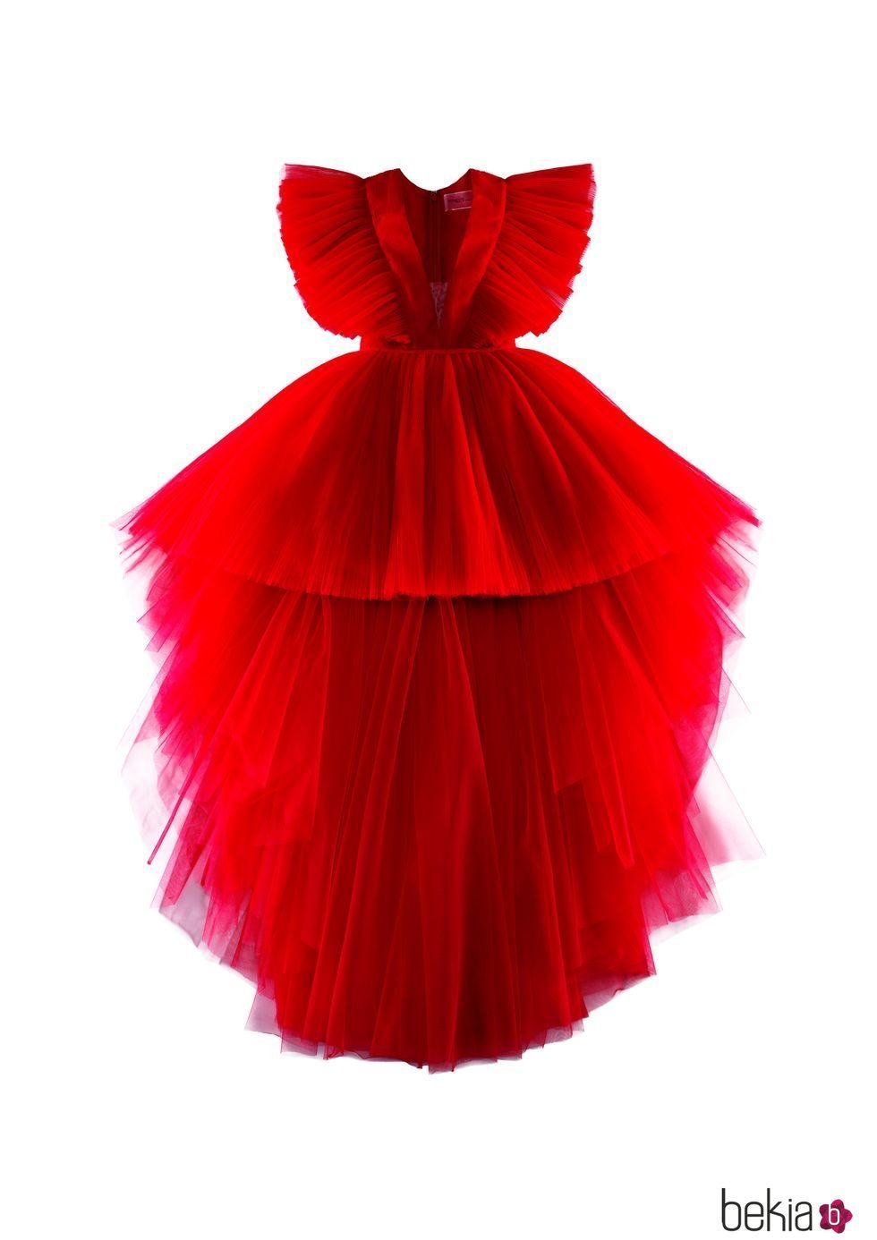 Vestido rojo con volantes de la colección de H&M y Giambattista Valli