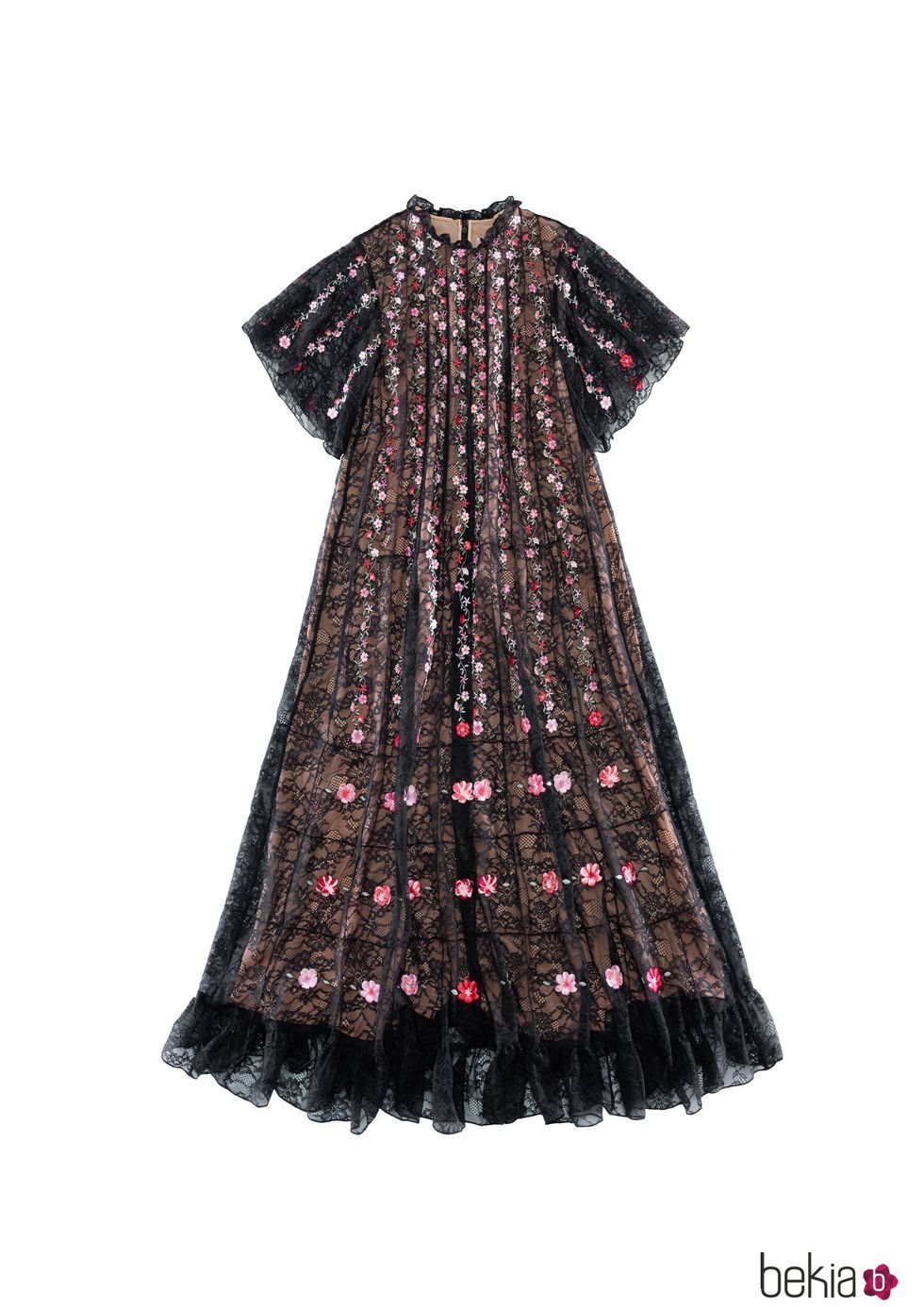 Vestido largo negro con transparencias de la colección de H&M y Giambattista Valli