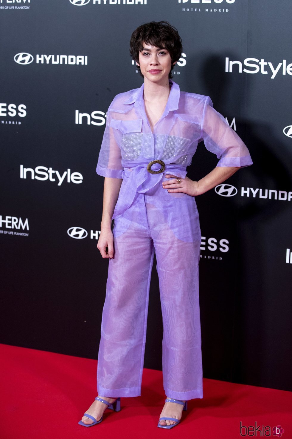Greta Fernández con un total look malva en el 15 aniversario de la revista In Style