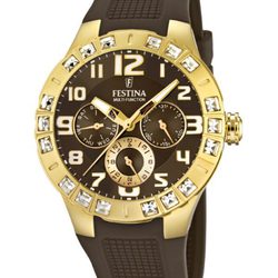 Reloj de correa negra de silicona de la colección 'Golden Dream' de Festina