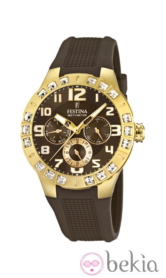 Reloj de correa negra de silicona de la colección 'Golden Dream' de Festina