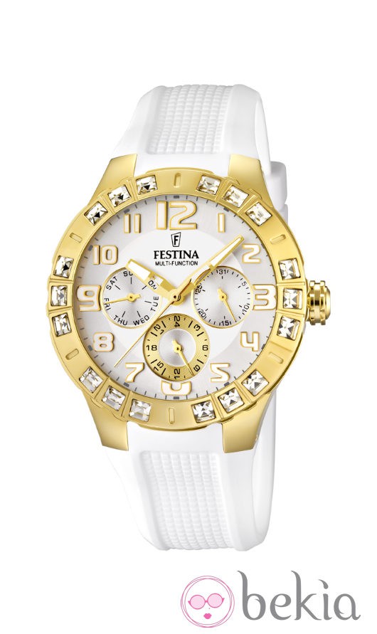 Reloj de correa de silicona blanca de la colección 'Golden Dream' de Festina