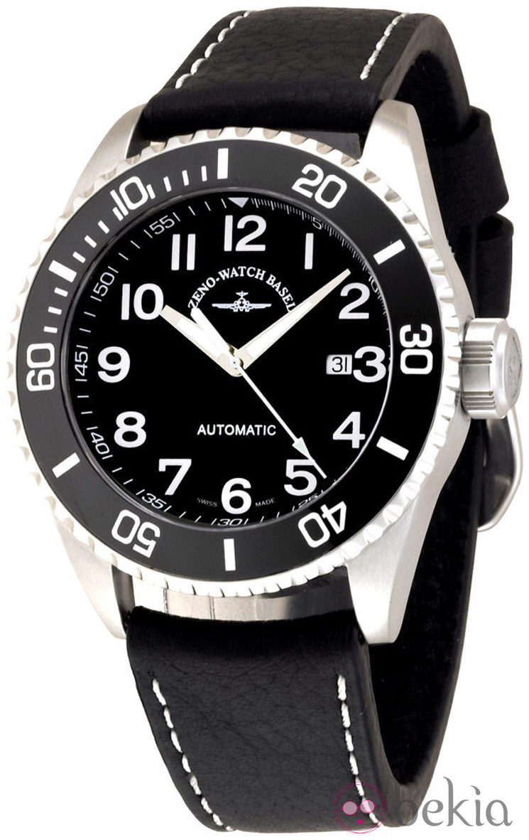 Reloj Zeno-Watch Basel de la línea Diver 500 con correa de caucho negra