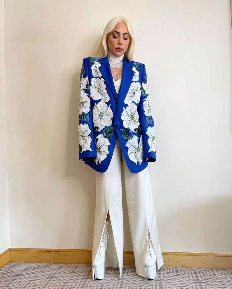 Lady Gaga de Rodarte para la promoción de 'House of Gucci' en Nueva York