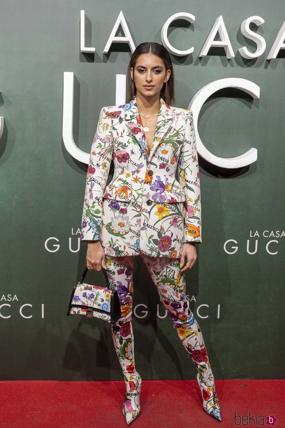 Begoña Vargas con total look de la colaboración de Balenciaga y Gucci en la premiere de 'House of Gucci'
