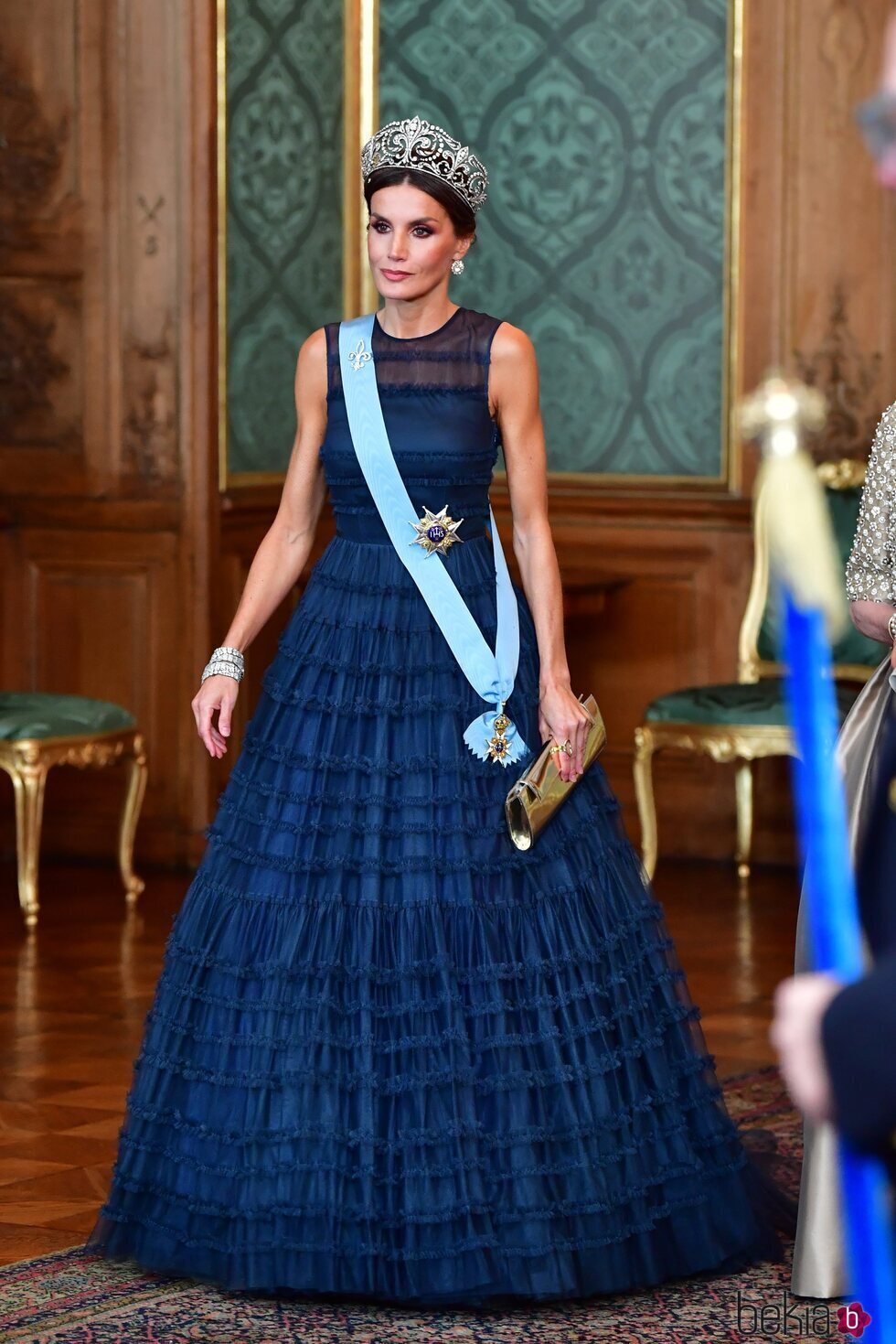 La Reina Letizia con un vestido de H&M en la cena de gala por la Visita de Estado de los Reyes de España a Suecia