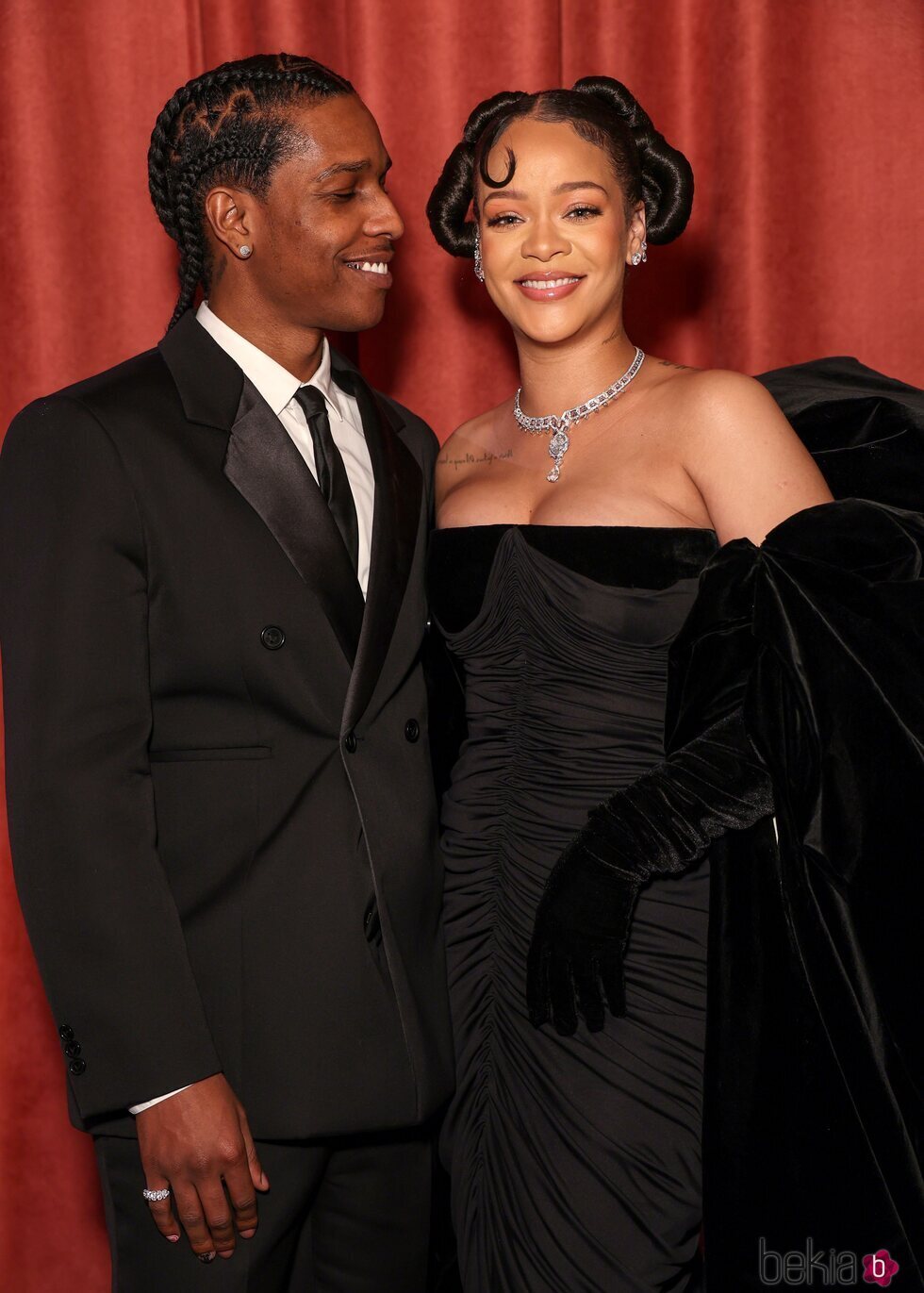 A$AP Rocky y Rihanna en los Globos de Oro 2023