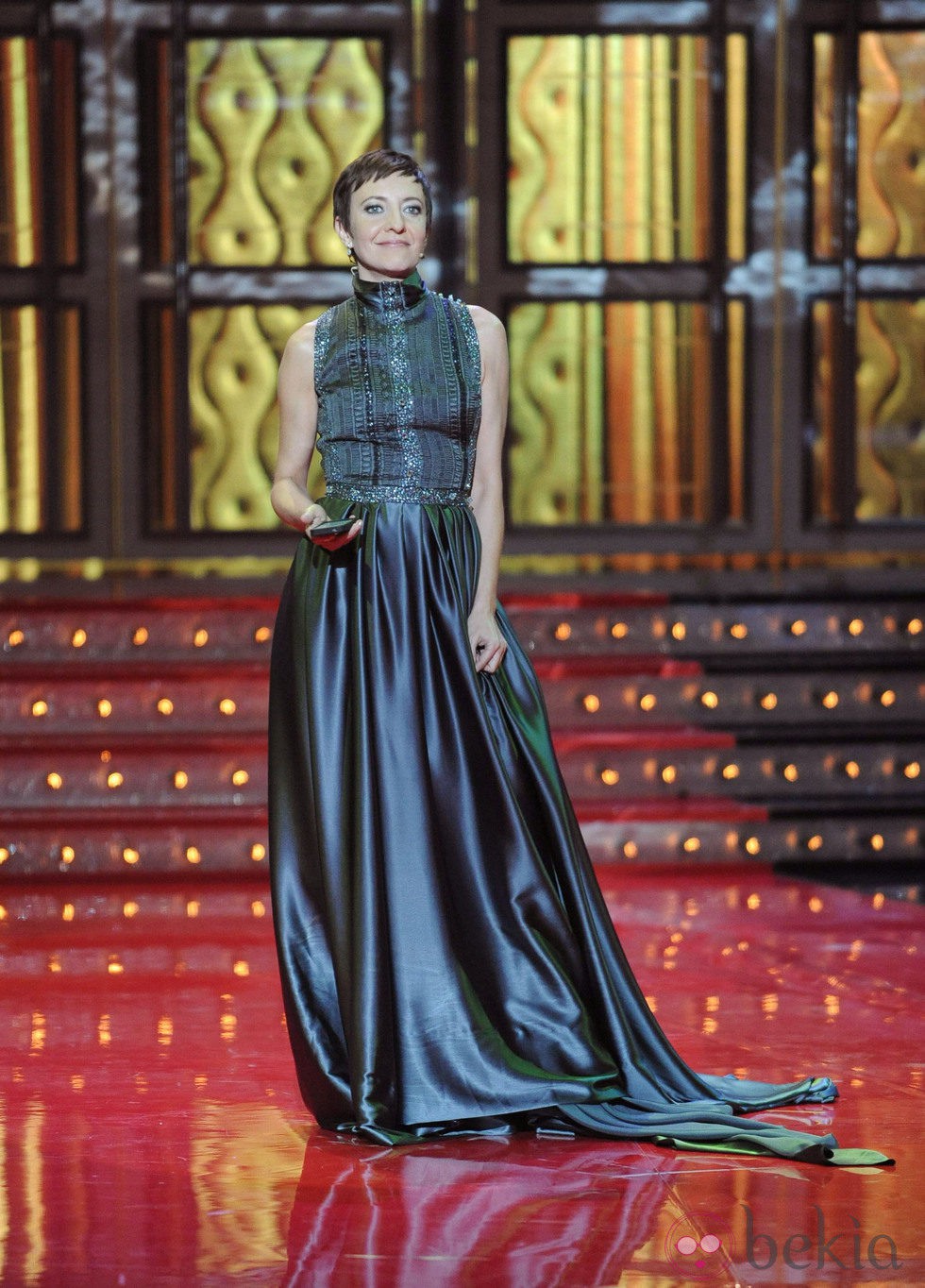 Eva Hache con vestido azul en los Premios Goya 2012