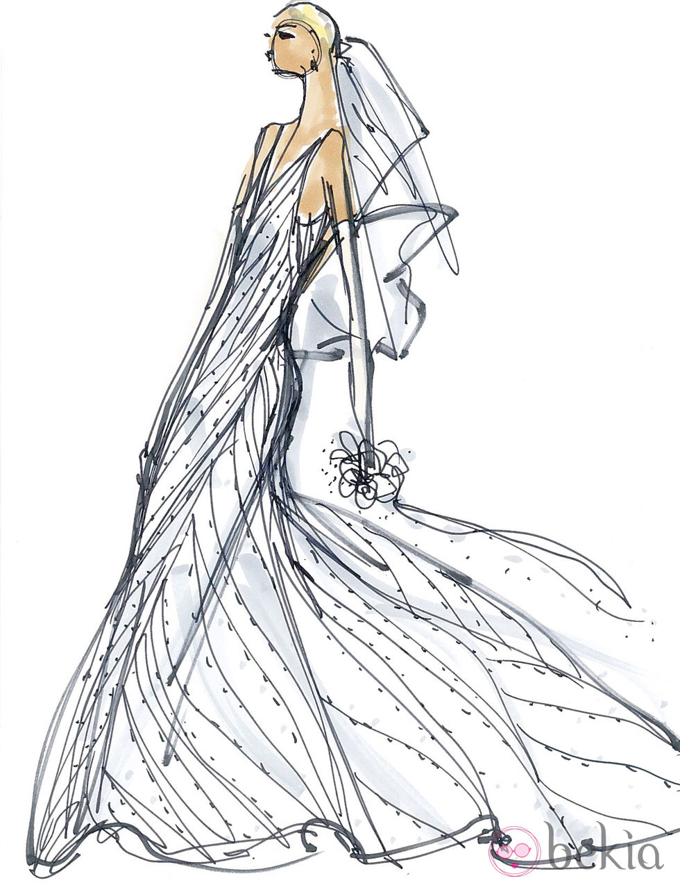 Boceto del vestido de novia de Marta Ortega