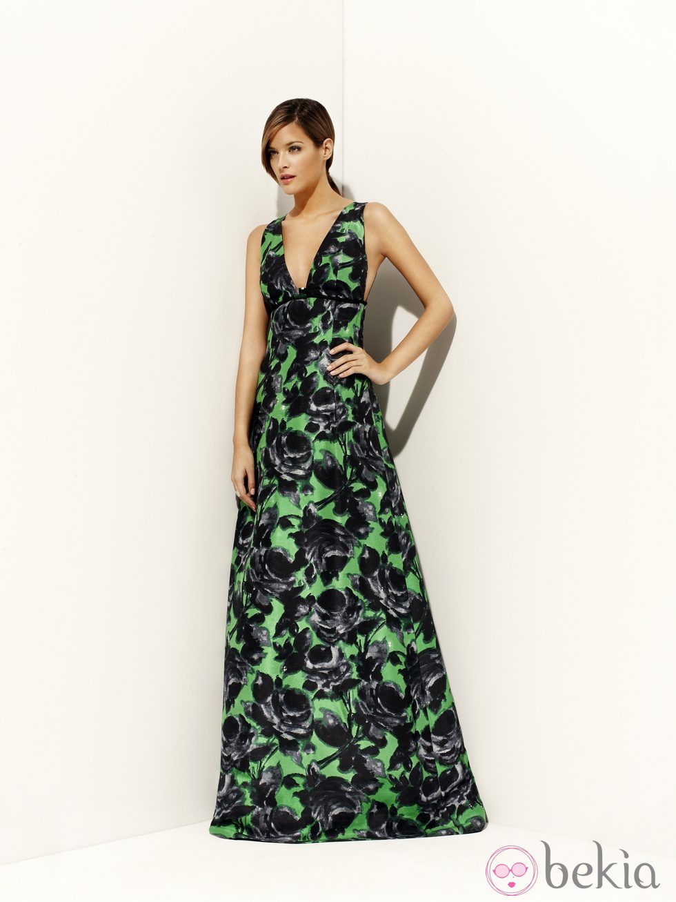 Vestido verde estampado de la colección primavera/verano 2012 de Alta Costura de Pedro del Hierro