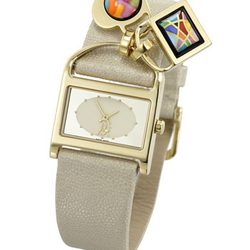 Reloj de Frey Wille de cuero en color perla con charms