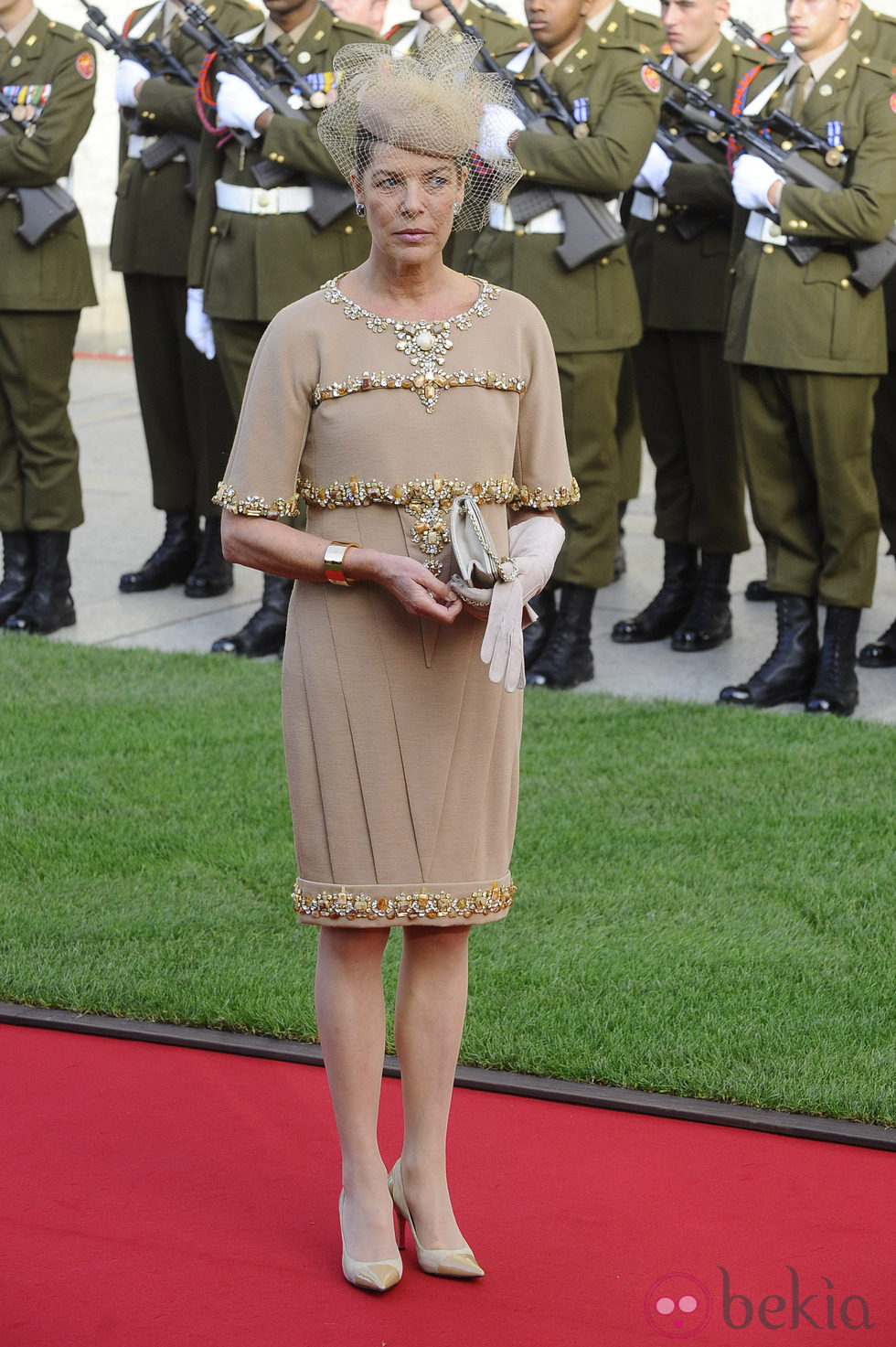 Carolina de Mónaco con vestido de Chanel en la boda de Guillermo de Luxemburgo y Stéphanie de Lannoy