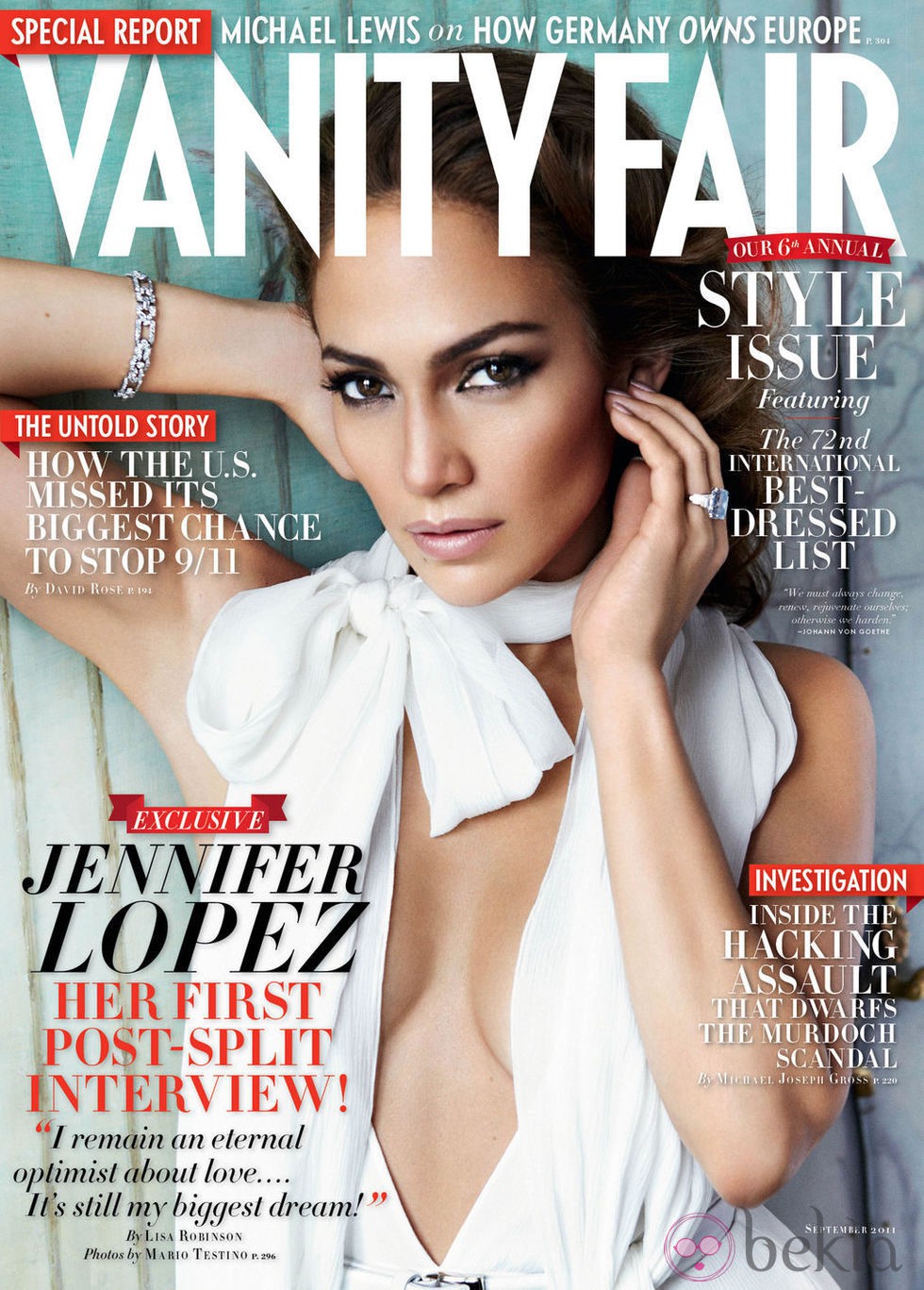 Jennifer Lopez, portada de Vanity Fair USA en septiembre de 2011