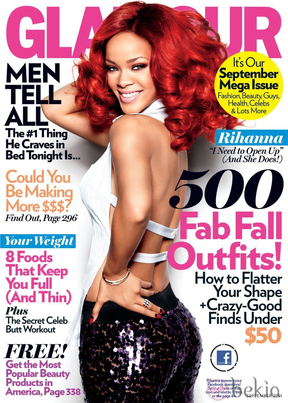 Rihanna, portada de Glamour USA en septiembre de 2011