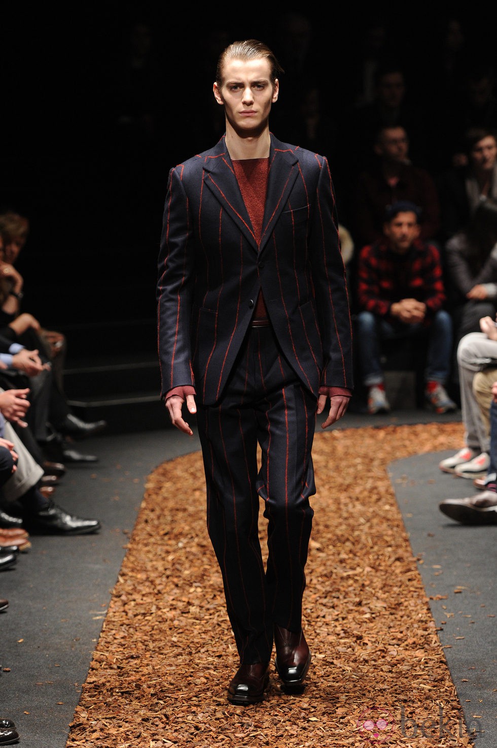 Traje de rayas de la colección otoño/invierno 2013/2014 de Z Zegna en la Semana de la Moda Masculina de Milán