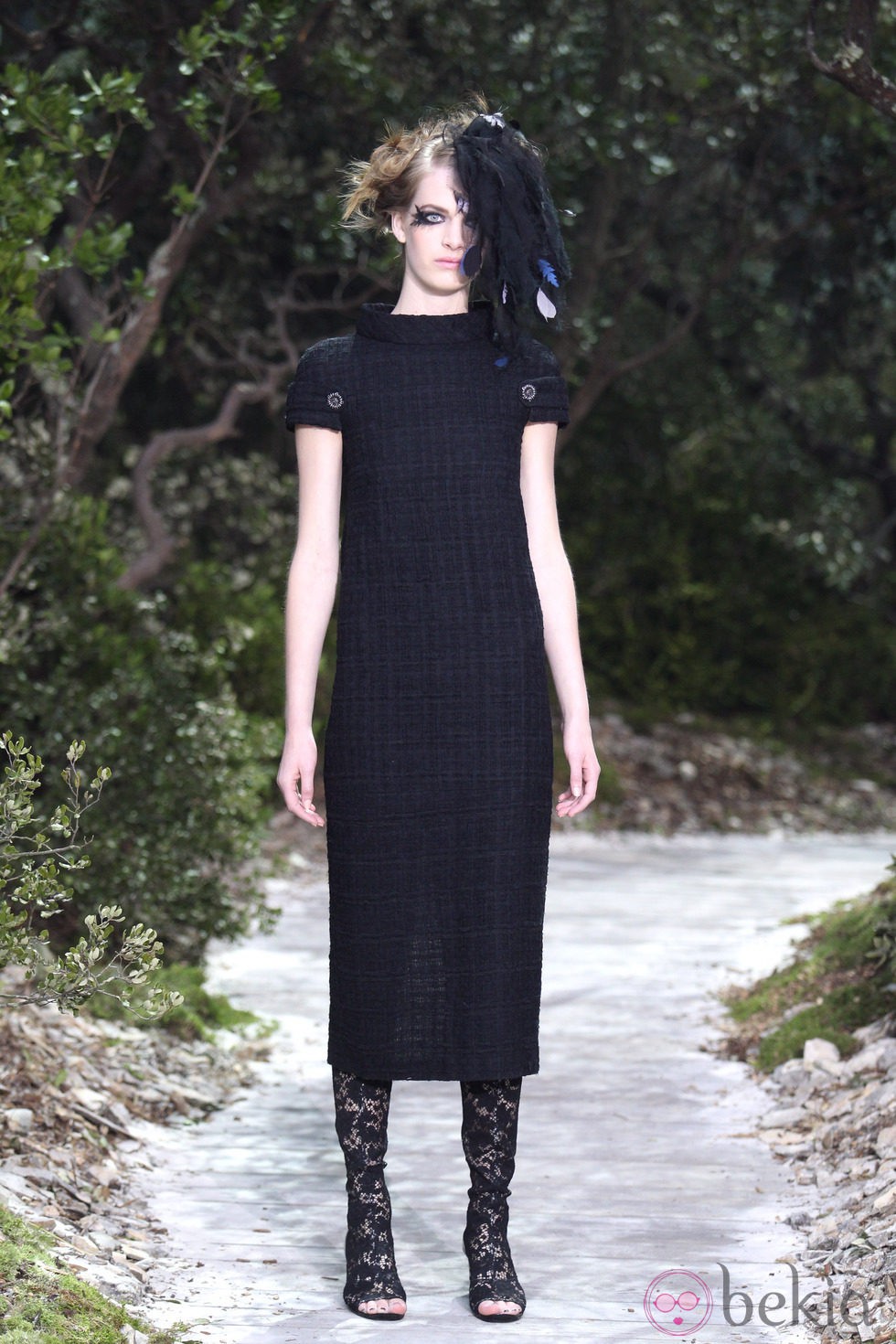 Vestido negro de lana de la colección primavera/verano 2013 de Chanel en la Semana de la Alta Costura de París