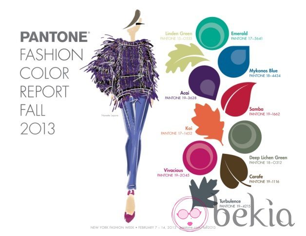 Paleta de Pantone con los colores femeninos para otoño 2013