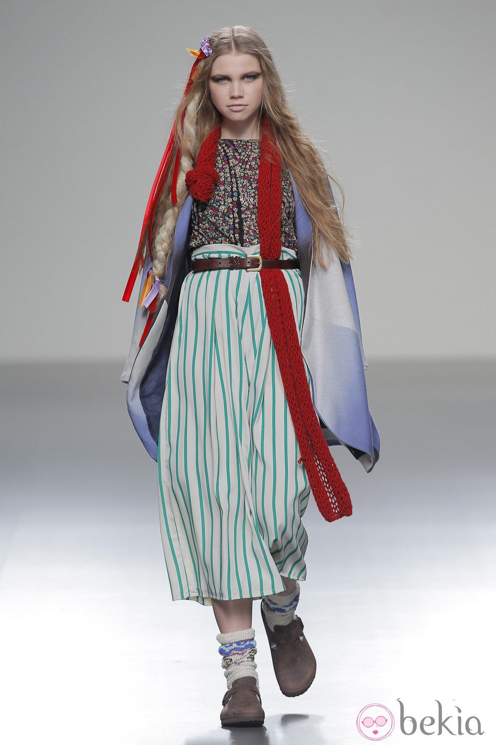 Pantalón de rayas verdes de la colección otoño/invierno 2013/2014 de Heridadegato en El Ego de Madrid Fashion Week