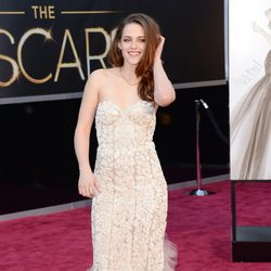 Kristen Stewart con un vestido de tul y relieve de Reem Acra en los Oscar 2013