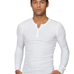 Camiseta blanca con botones para hombre de American Apparel
