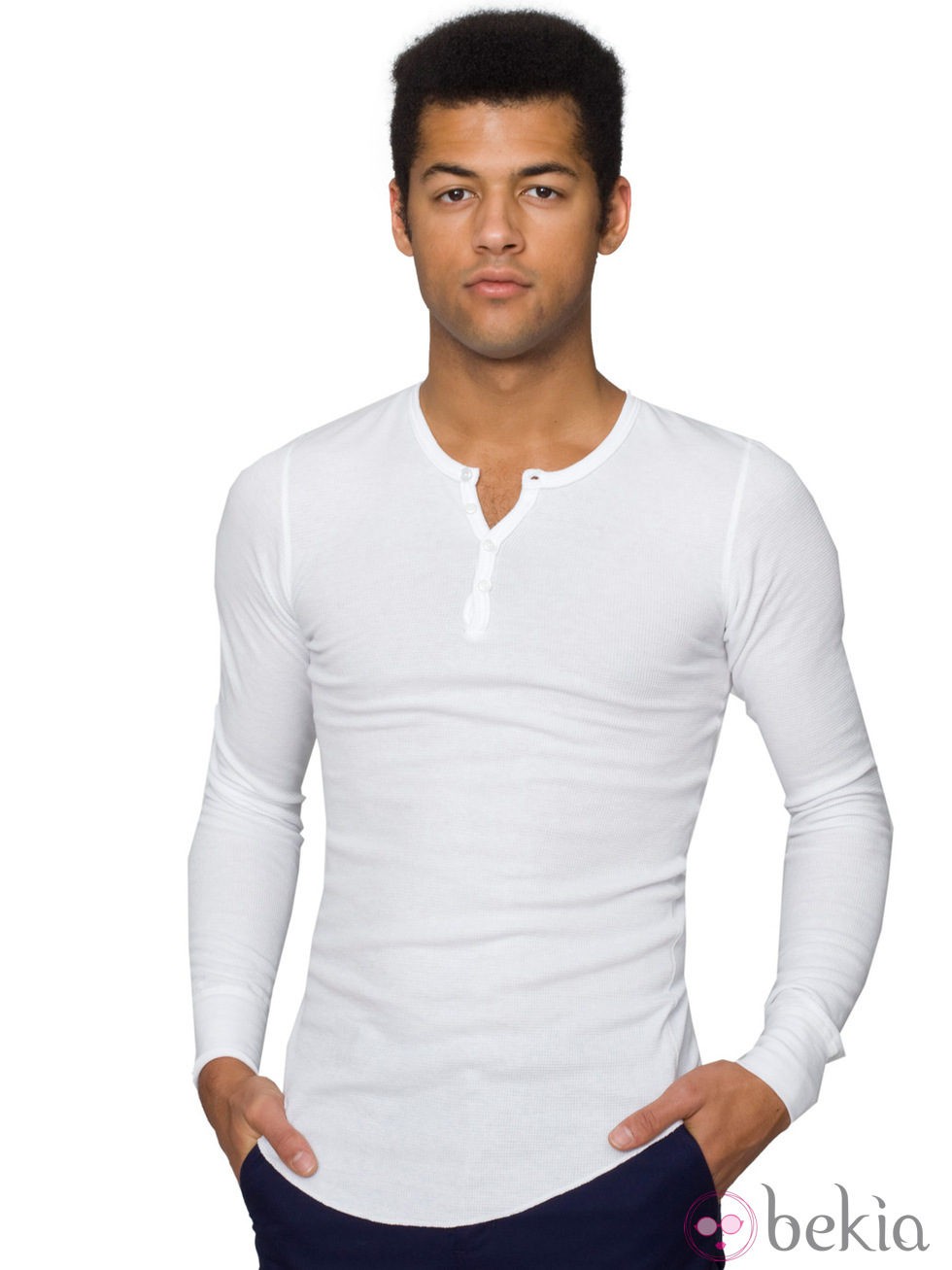 Camiseta blanca con botones para hombre de American Apparel