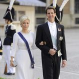 La Princesa Marie Chantal de Grecia con un vestido de Chanel en la boda de Magdalena de Suecia y Chris O'Neill