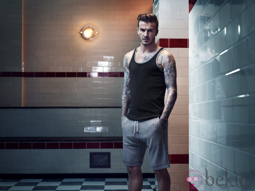 David Beckham con una camiseta negra de la colección Bodywear fall 2013 de H&M