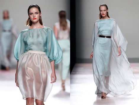 Vestido azul de la colección primavera/verano 2014 de Duyos en Madrid Fashion Week