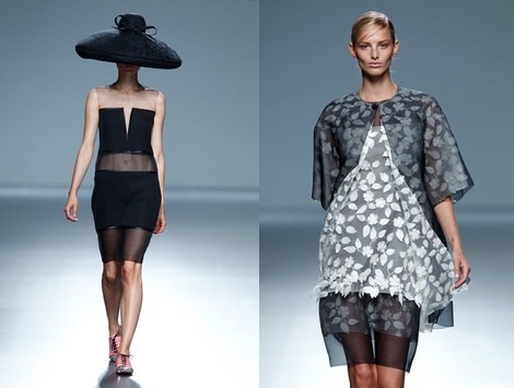 Outfit gris perla y blanco de la colección primavera/verano 2014 de Victorio & Lucchino en Madrid Fashion Week