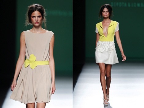 Vestido con cinturón amarillo de la colección primavera/verano 2014 de Devota&Lomba en Madrid Fashion Week