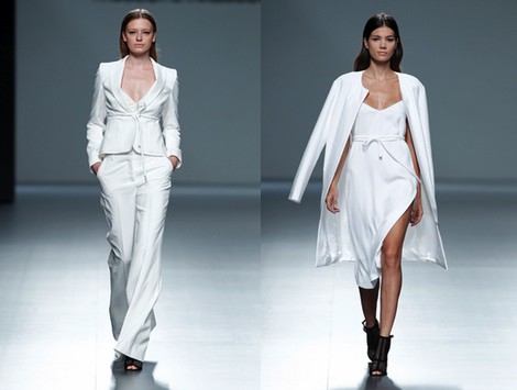 Vestido y abrigo de la colección primavera/verano 2014 de Ángel Schlesser en Madrid Fashion Week