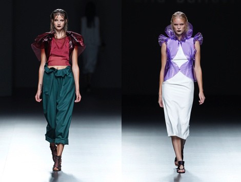 Pantalón verde de la colección primavera/verano 2014 de María Barros en Madrid Fashion Week
