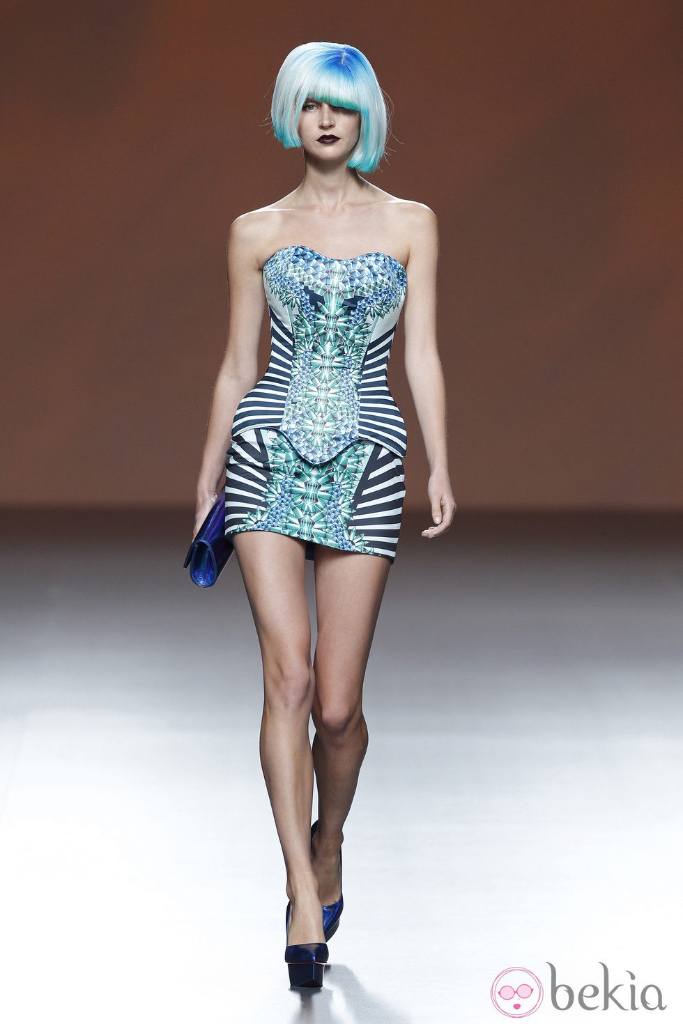 Corsé estampado y minifalda de la colección primavera/verano 2014 de Maya Hansen en Madrid Fashion Week