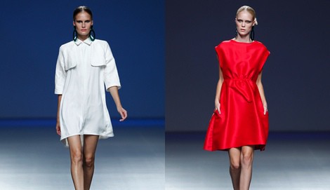 Vestido rojo de la colección primavera/verano 2014 de Moisés Nieto en Madrid Fashion Week