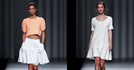 Crop top melocotón de la colección primavera/verano 2014 de Sita Murt en Madrid Fashion Week