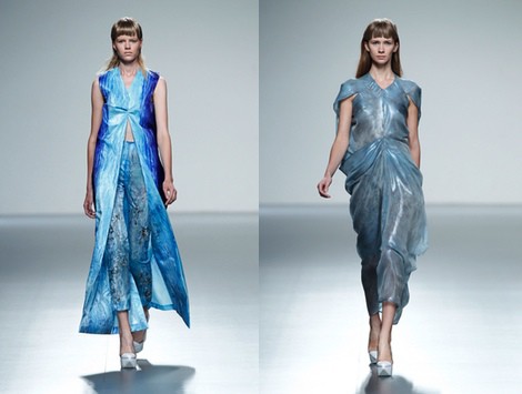 Vestido azul grisáceo de la colección primavera/verano 2014 de Martin Lamothe en Madrid Fashion Week