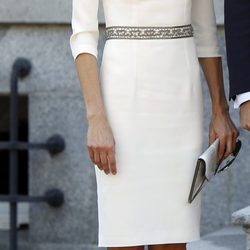 La princesa Letizia con un vestido blanco de Felipe Varela