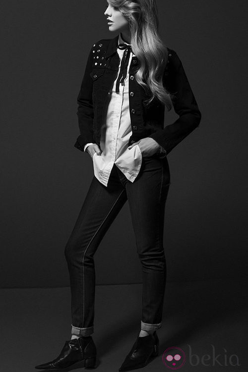 Laura Hayden con pantalón y chaqueta de la colección otoño/invierno 2013 de Levi's