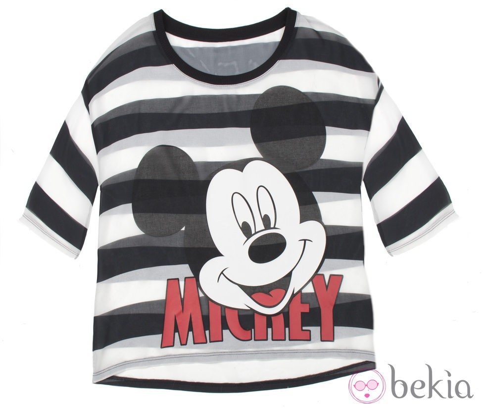 Camiseta de rayas de la colección cápsula de Minnie y Mickey de Bershka