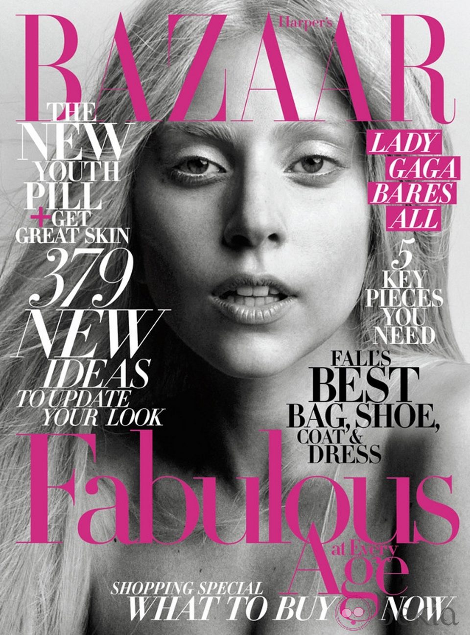 Lady Gaga, portada de Harper's Bazaar USA en octubre de 2011